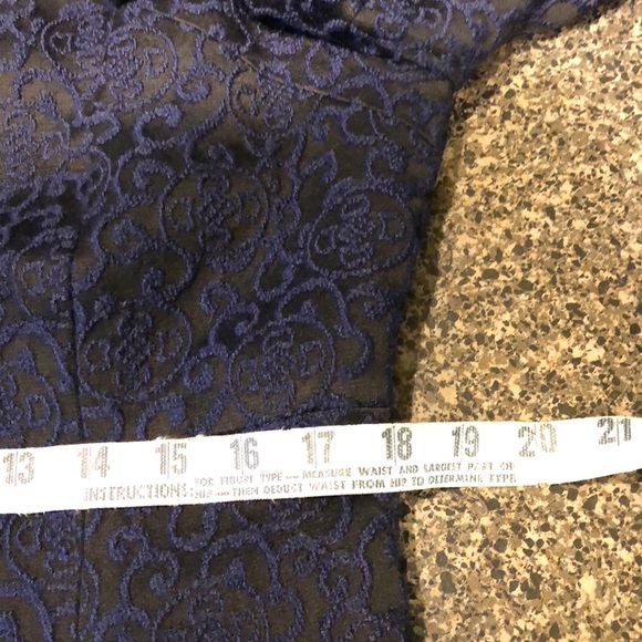 Vintage Rickie Freeman Skirt Suit Long Blazer Blue Black Frog Buttons Sequins 10 - Picture 7 of 12